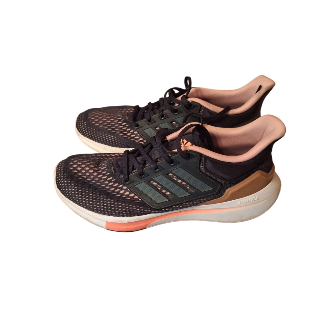 adidas Bounce Black White Mauve Running Shoes Men's 8.5 Sporty Gym 12/21